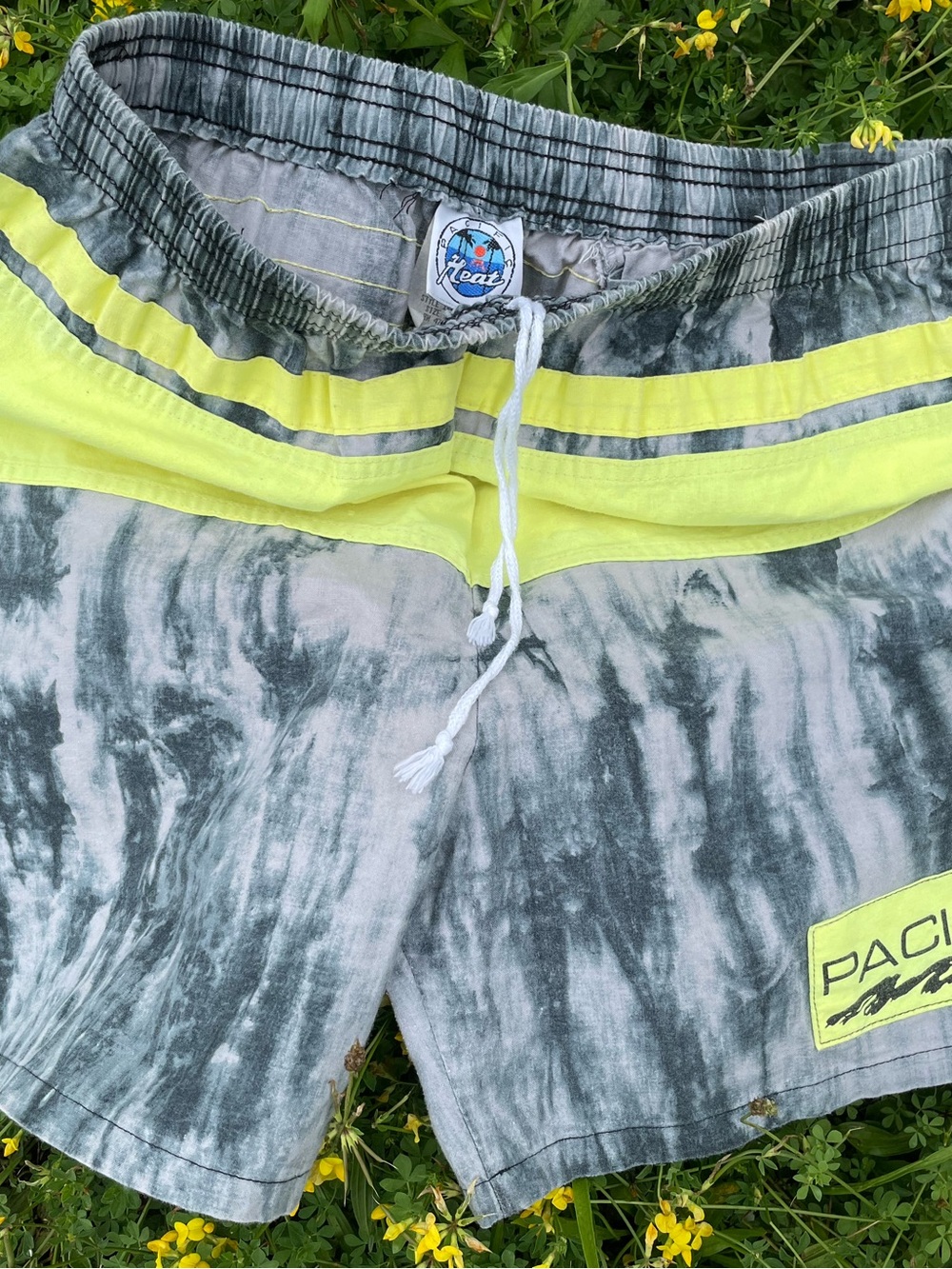 Pacific Heat Vintage 90’s Surfer Color Block Board Shorts USA Acid